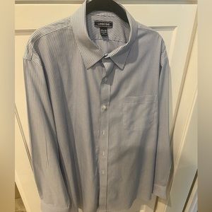 Lands End Mens dress shirt 17.5 35 sleeve blue stripe